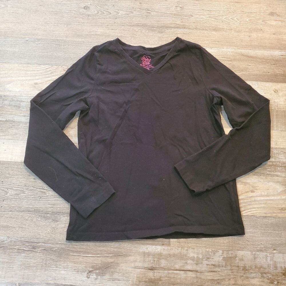 Faded glory XL 14-16 girls long sleeve black tee